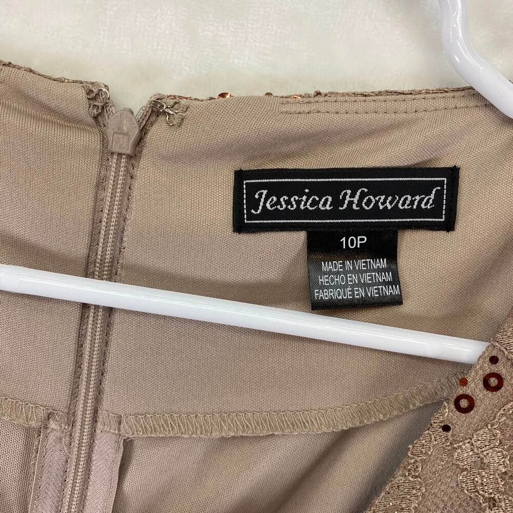 Jessica Howard Women's Brown Side Tucked Sheath Dress Sz 10P - Picture 5 of 10